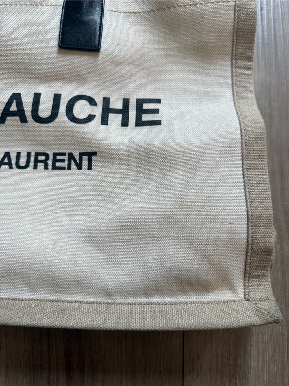 Saint Laurent Rive Gauche Canvas Bag in Cream and Black - Picture 2 of 7